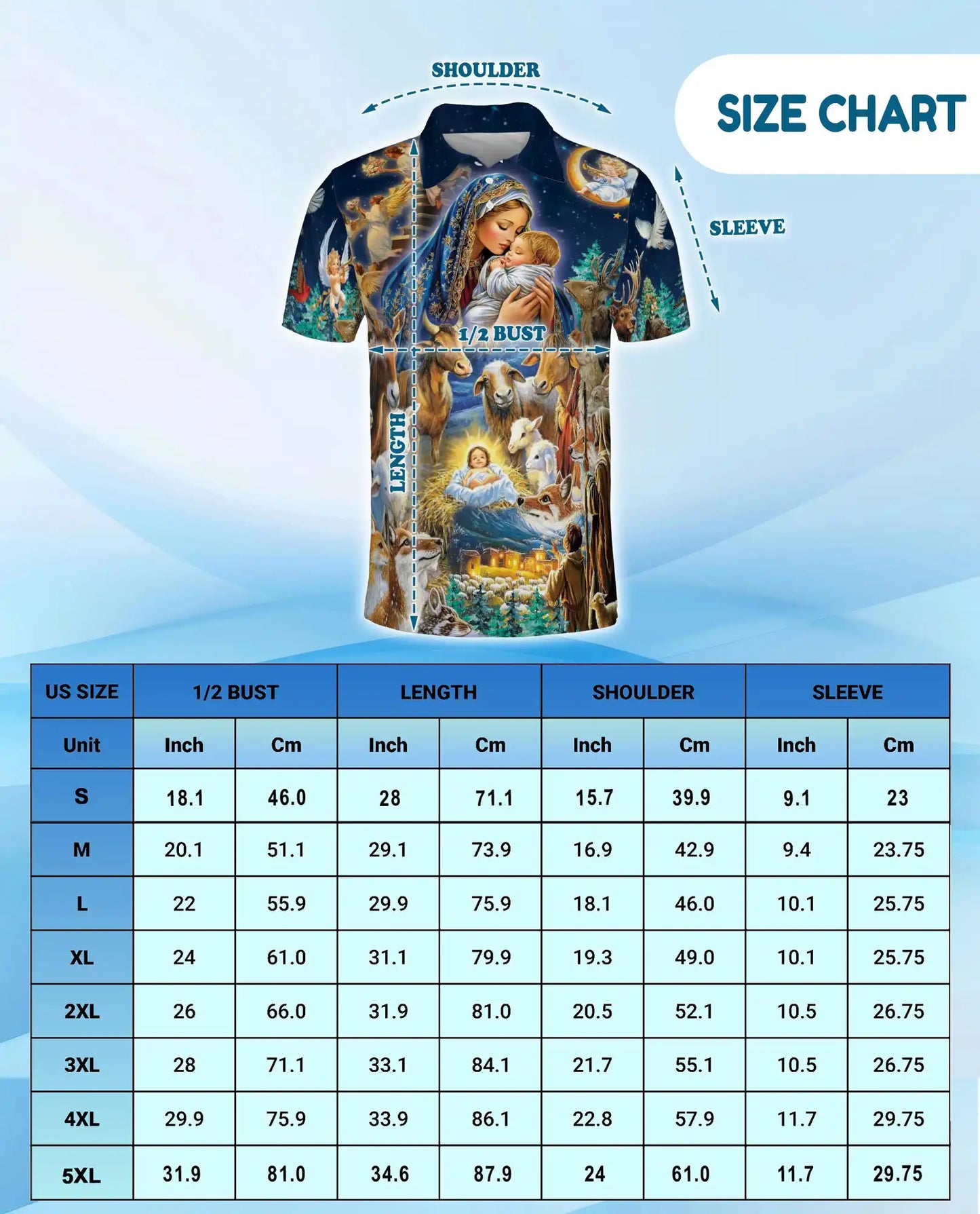 Nativity Scene Christmas Polo Shirt for Men- Christian Faith Holy Night | Netecom