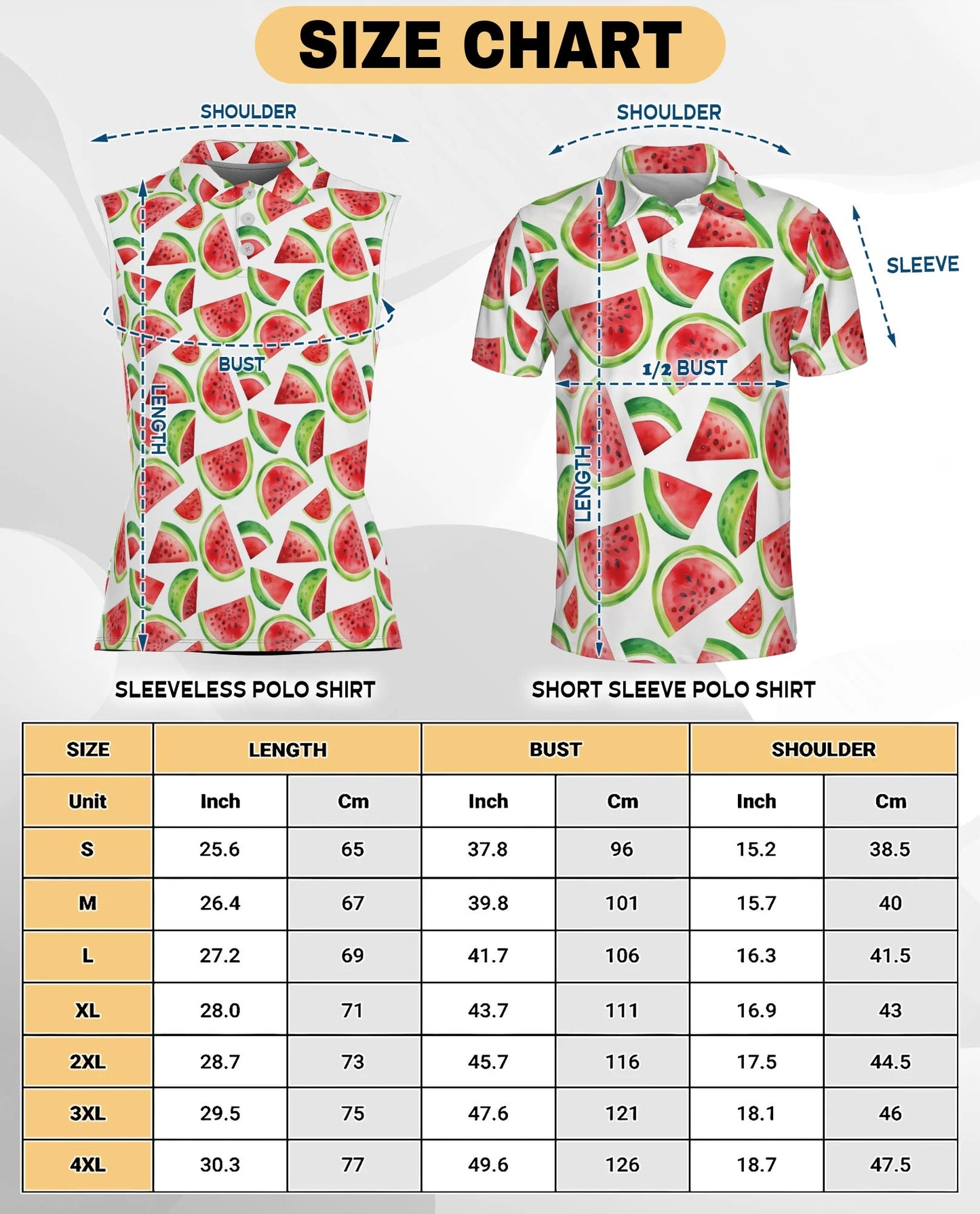 Watermelon Pattern Sleeveless Polo Shirt for Women | Netecom