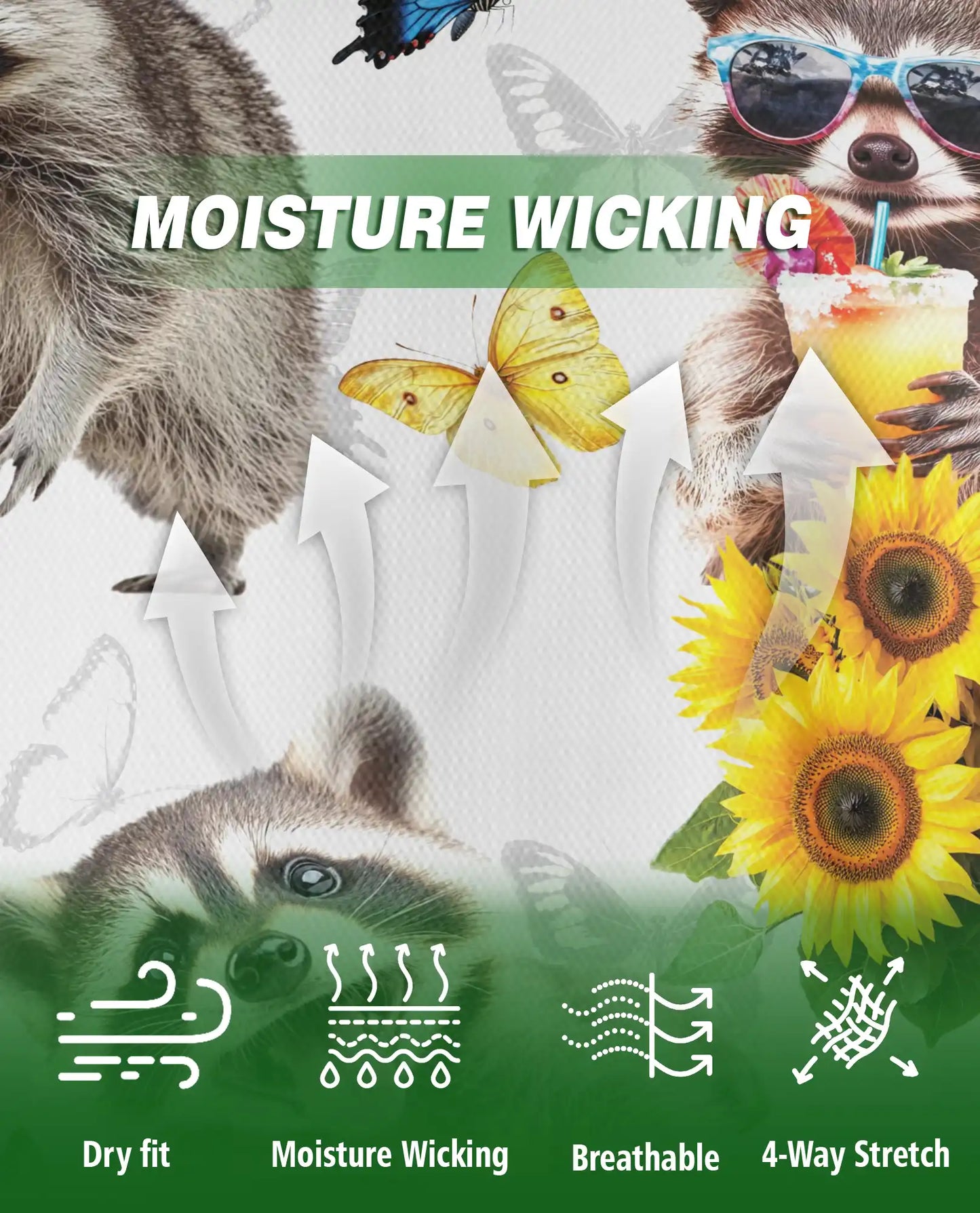 Raccoon Sunflower 3D Polo Shirt for Men – Cute Animal Nature Style | Netecom