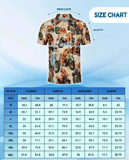 Girls on Motorcycles Polo Shirt for Men – Vintage Biker Style | Netecom