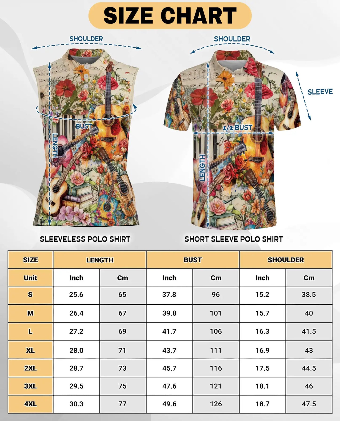 Vintage Flower Ukulele Sleeveless Polo Shirt for Women – Boho Music Style | Netecom