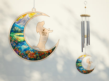 Netecom Basset Hound Dog Wind Chimes Memorial, Personalized Pet Memorial Wind Chimes for Dog Suncatcher, Dog Loss Memorial Ornament, Loss of Pet Sympathy Gift, Remembrance Windchime Outside Garden Decor
