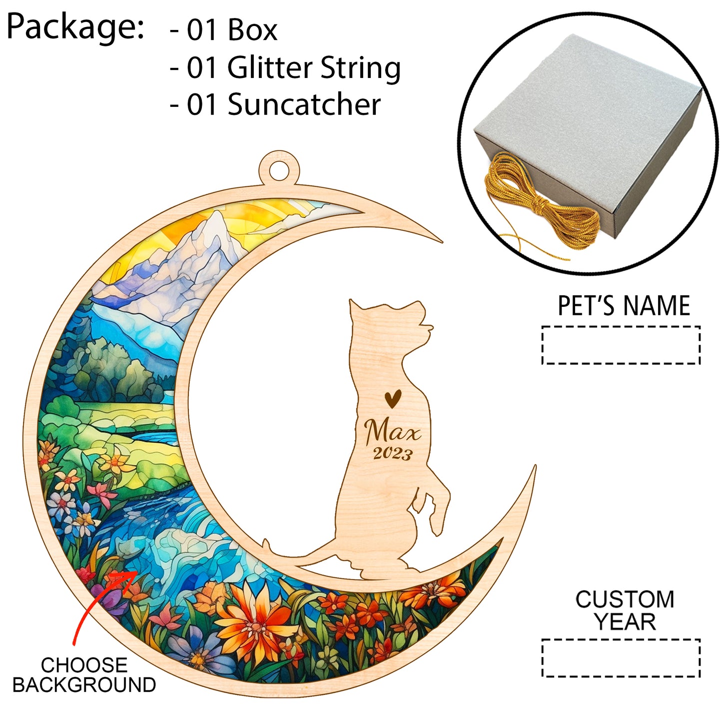 Netecom American Staffordshire Terrier Dog Memorial Suncatcher Personalized Dog Christmas Ornament, Bereavement Gifts for Loss of Pet, Dog Grief Gift, Dog Death Sympathy Gift Pet Loss Sun Catchers