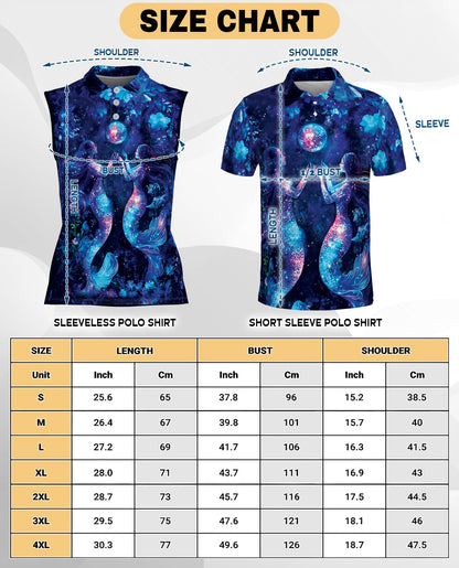Black Floral Mermaid Sleeveless Polo Shirt for Women | Netecom