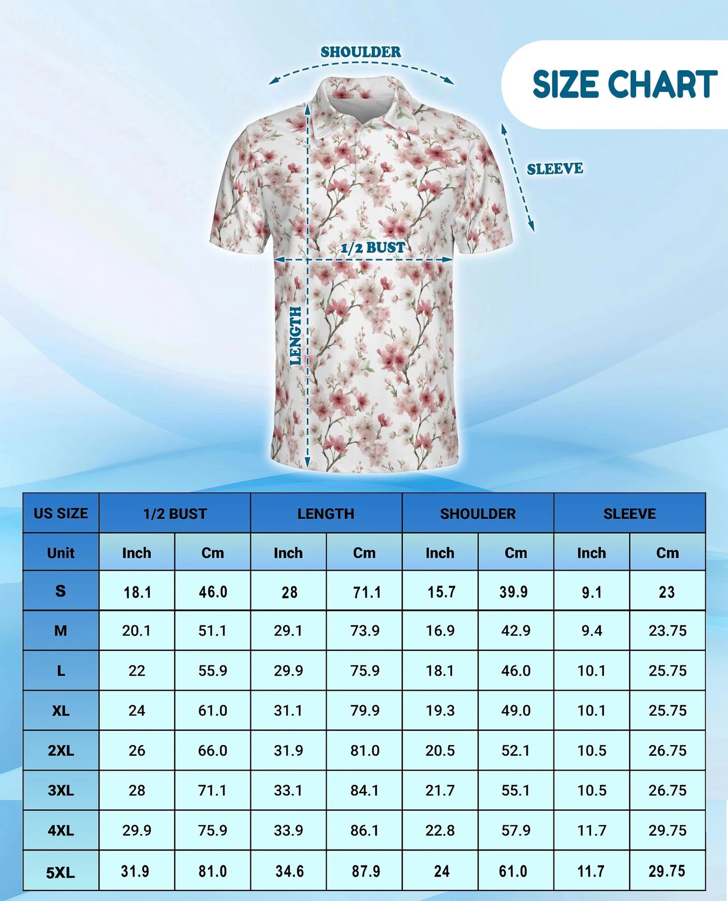 Cherry Blossom Pattern Polo Shirt for Men – Japanese Floral Style | Netecom