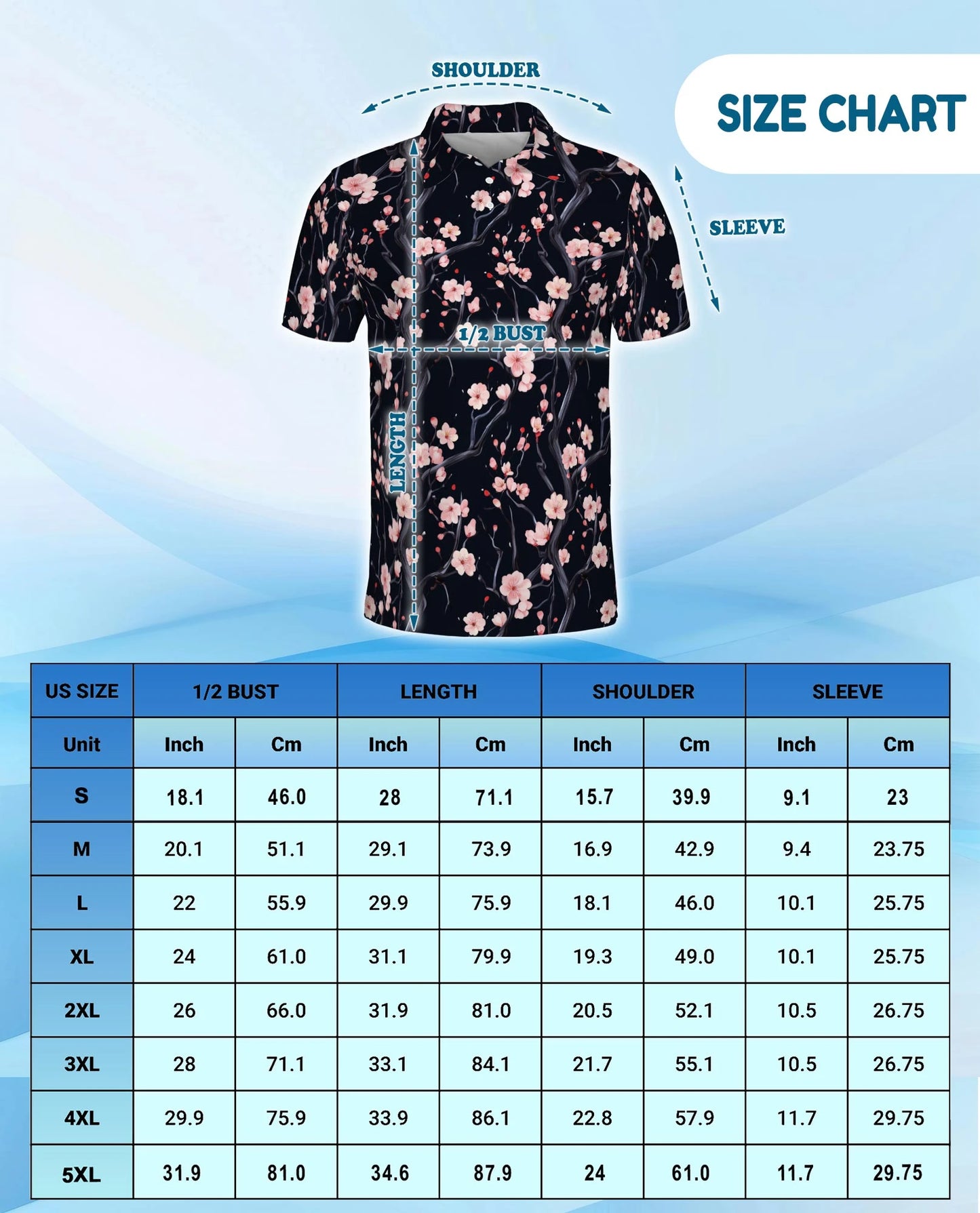 Japanese Floral Polo Shirt for Men – Elegant Sakura Art Style | Netecom