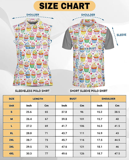 Cupcake Pattern Sleeveless Polo Shirt for Women | Netecom