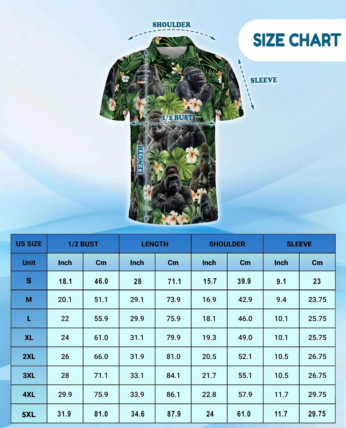 Gorilla Jungle Polo Shirt for Men – Wild Animal Print Tropical | Netecom