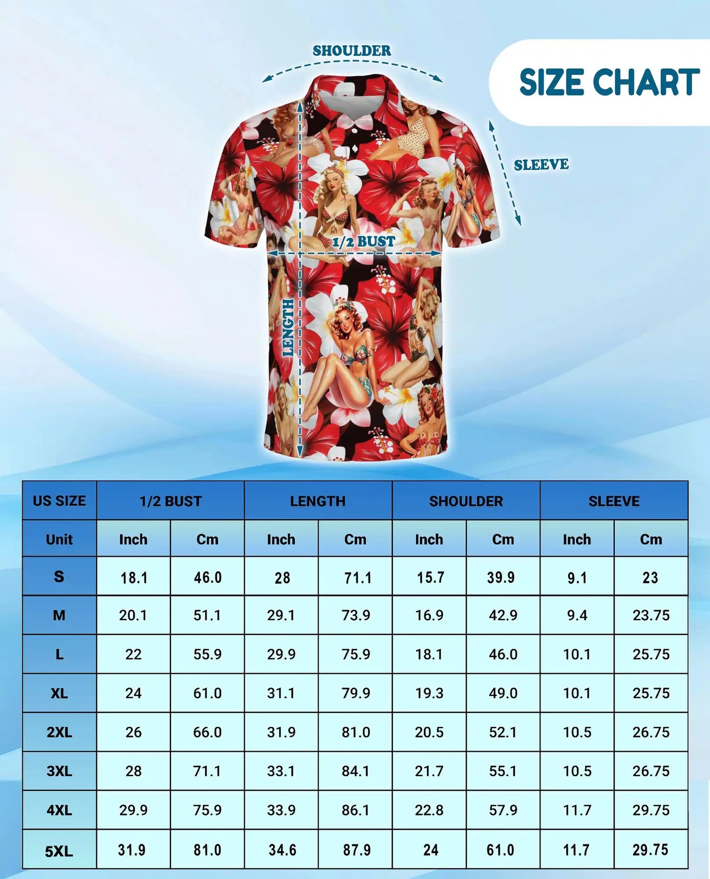 Pin Up Girl Polo Shirt – Retro Tropical Floral Print | Netecom