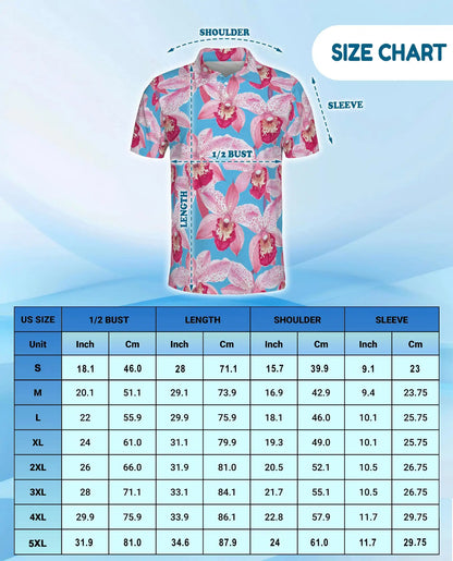 Pink Orchid Polo Shirt for Men – Tropical Floral Style | Netecom