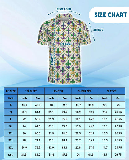 Mardi Gras Fleur De Lis Polo Shirt for Men – Festival Pattern Style | Netecom