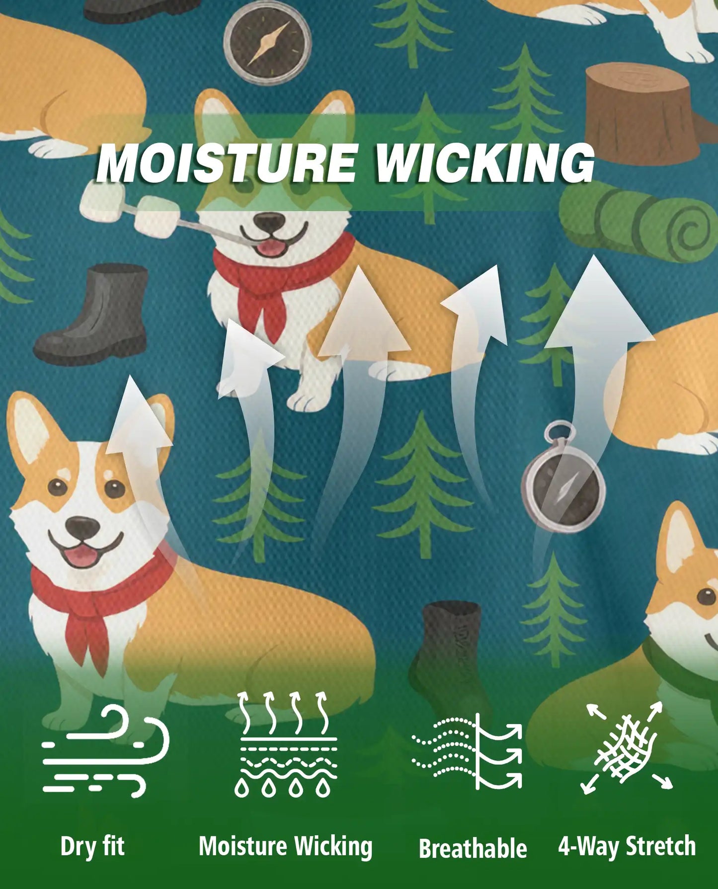 Corgi Camping Polo Shirt – Outdoor Adventure Print | Netecom
