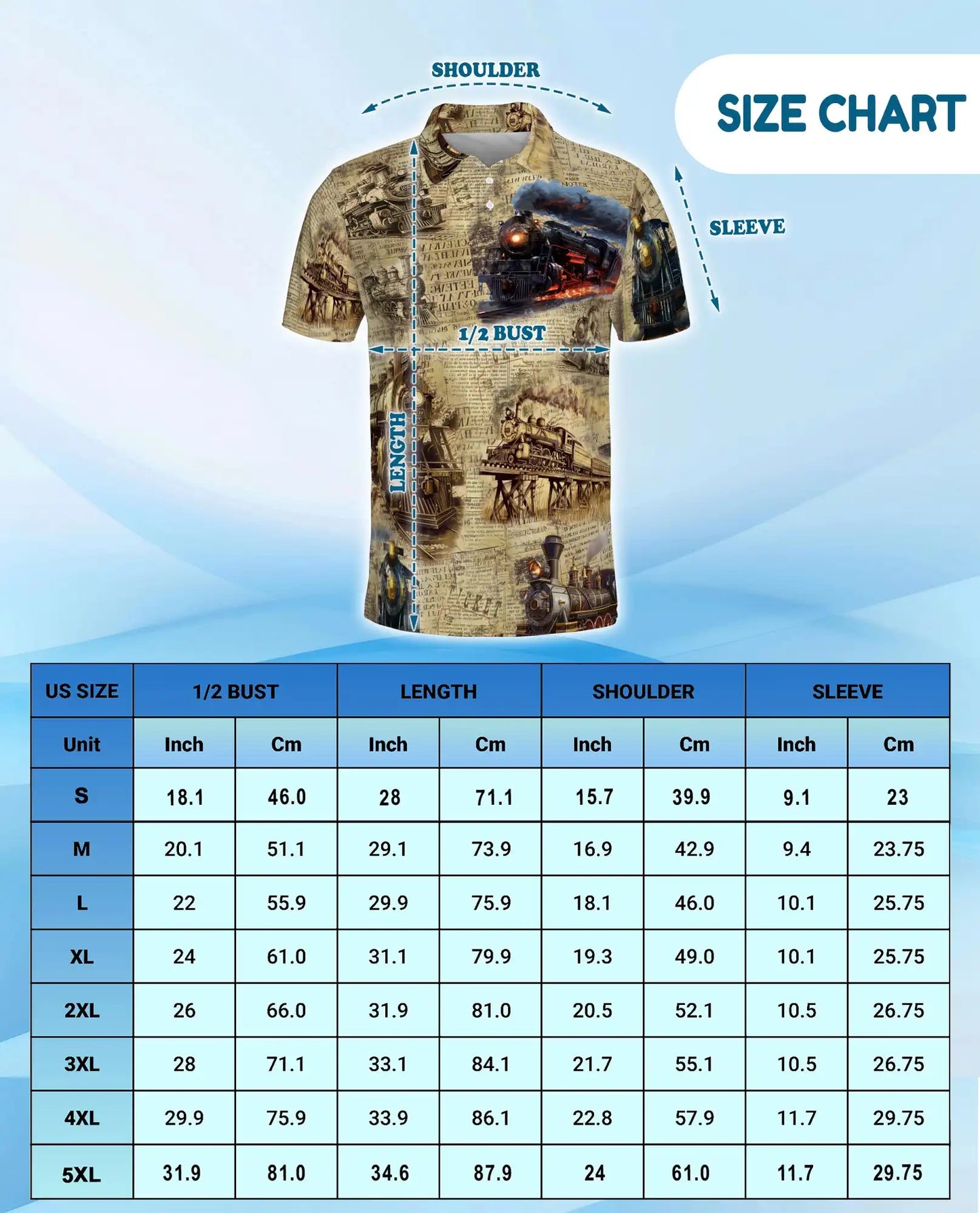 Vintage Train Polo Shirt for Men – Steam Locomotive Art | Netecom