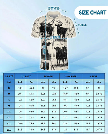 Black Angus Cattle Farm Polo Shirt-Rustic Ranch Country Design | Netecom