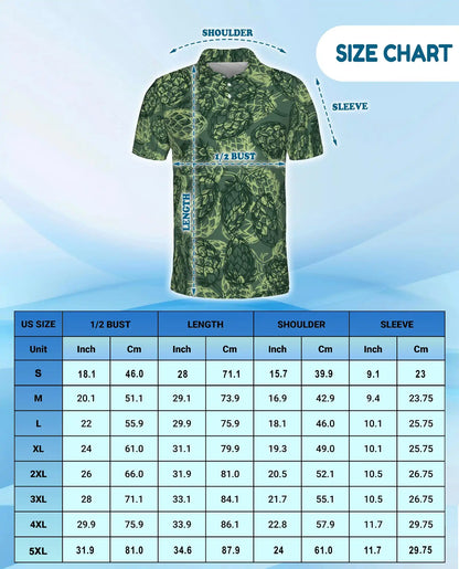 Beer Hops Polo Shirt - Craft Beer Brewing Hop Pattern Design | Netecom