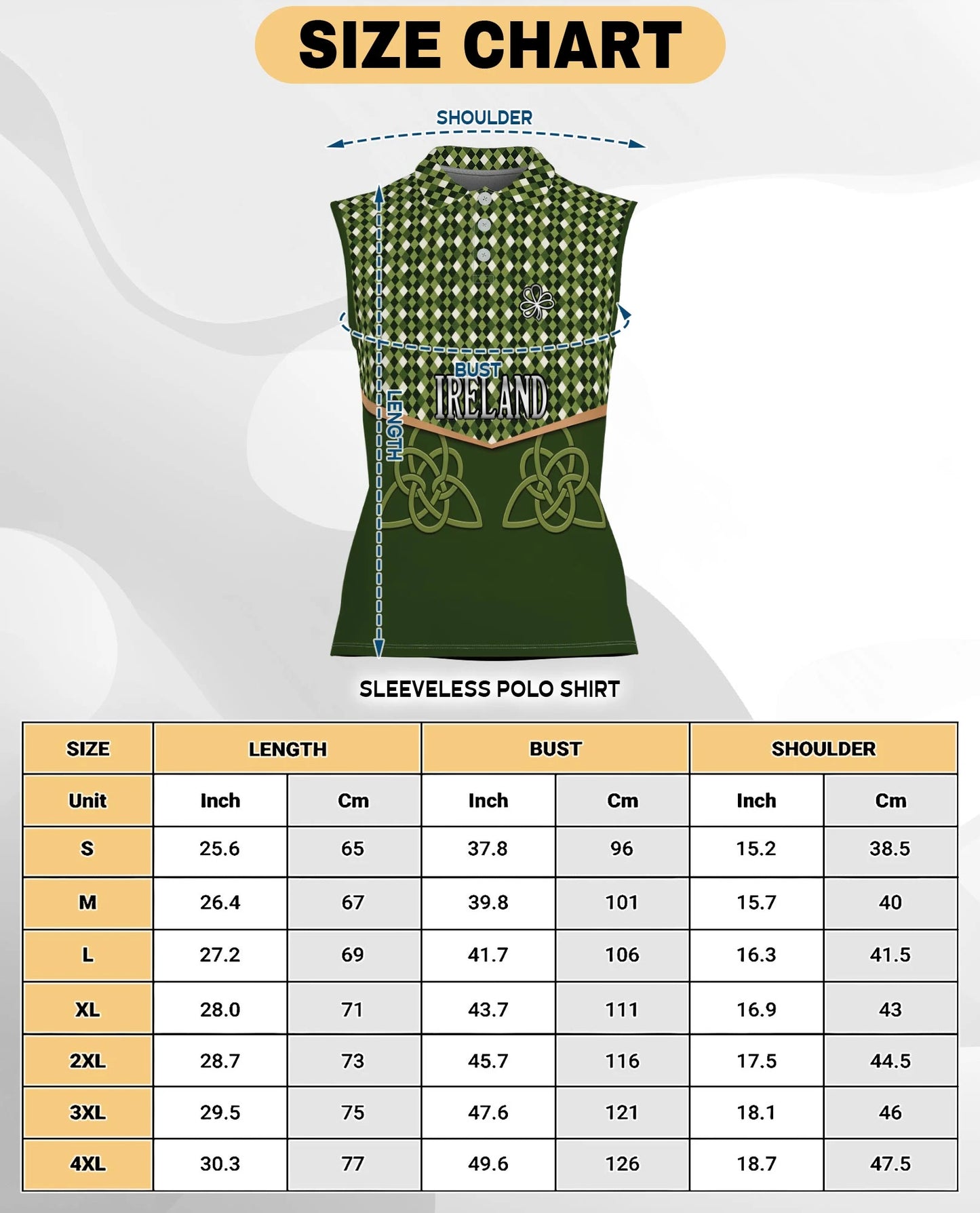 Ireland St. Patrick's Day Sleeveless Polo Shirt for Women | Netecom
