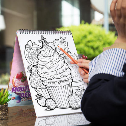 Mouthwatering Desserts Spiral Bound Coloring Book, Celebrate the Art of Baking with 30 Captivating Coloring Pages, Offering an Artistic and Flavorful Experience