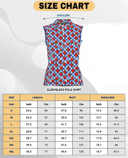 Tomato Gingham Pattern Sleeveless Polo Shirt for Women | Netecom