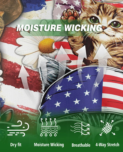 Patriotic Cat 3D Polo Shirt for Men – 4th of July USA Flag Style | Netecom