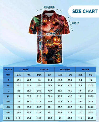 Halloween Dragon Polo Shirt for Men – Spooky Pumpkin Fire Style | Netecom