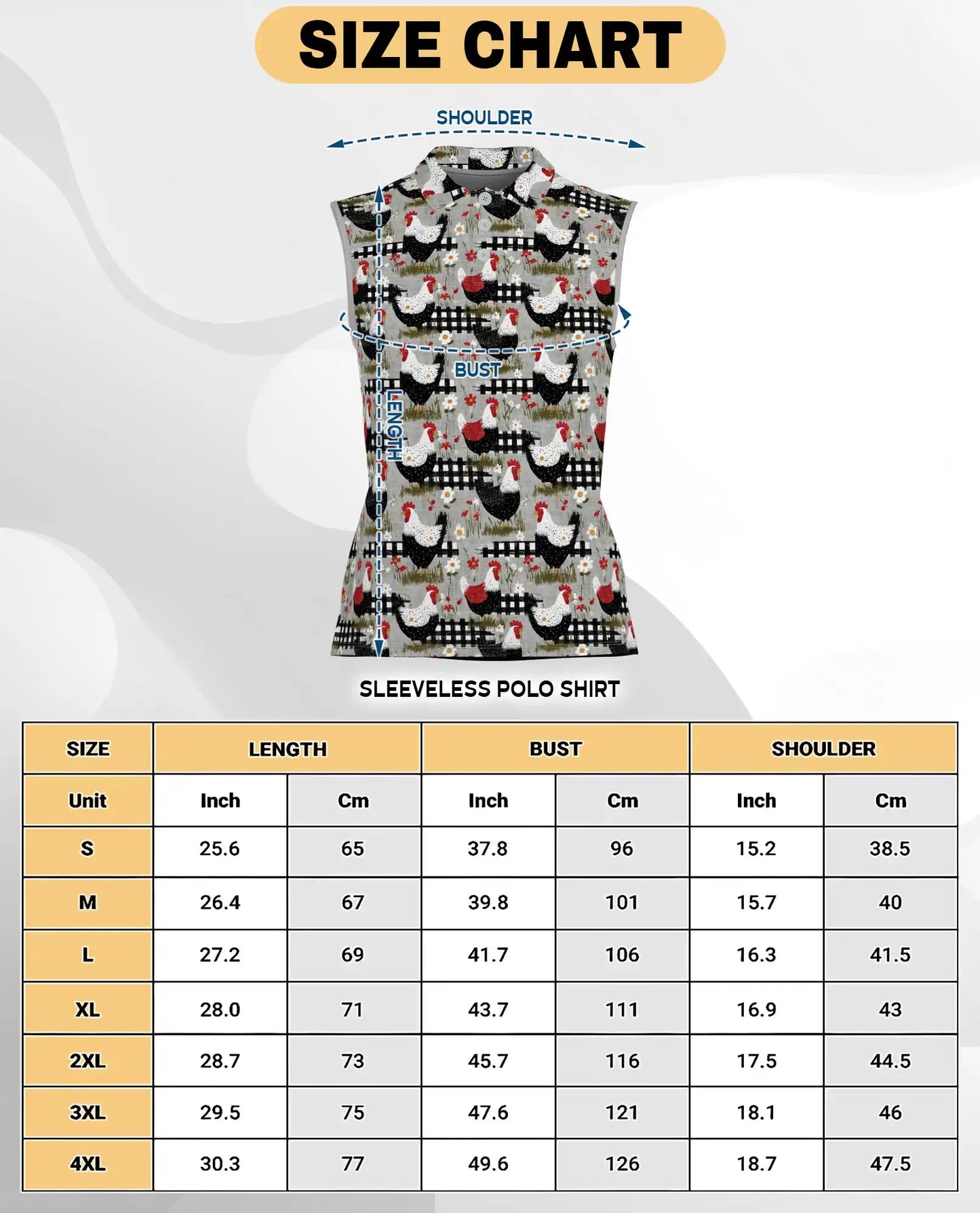 Chicken And Fence Sleeveless Polo Shirt for Women  | Netecom