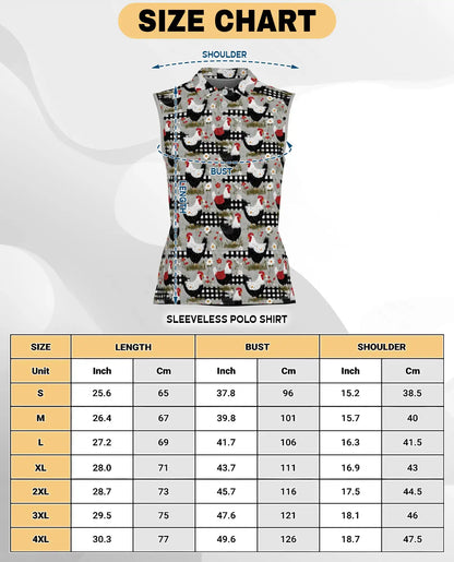 Chicken And Fence Sleeveless Polo Shirt for Women  | Netecom