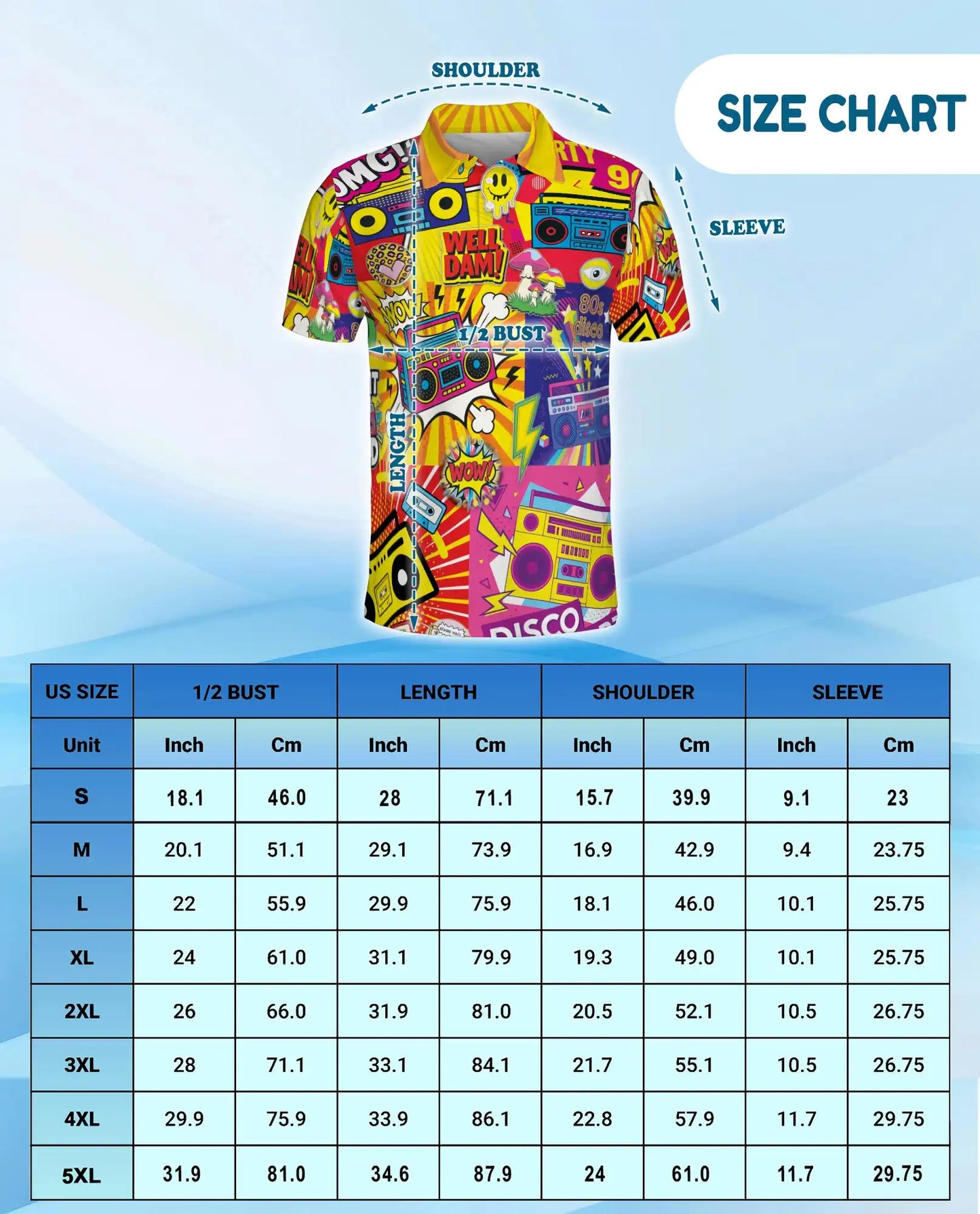 Retro 80s Disco Party Polo Shirt-Neon Boombox Music Design | Netecom