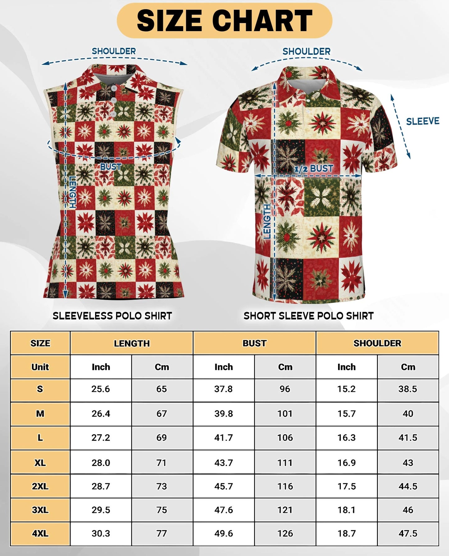 Christmas Quilt Pattern Sleeveless Polo Shirt for Women | Netecom