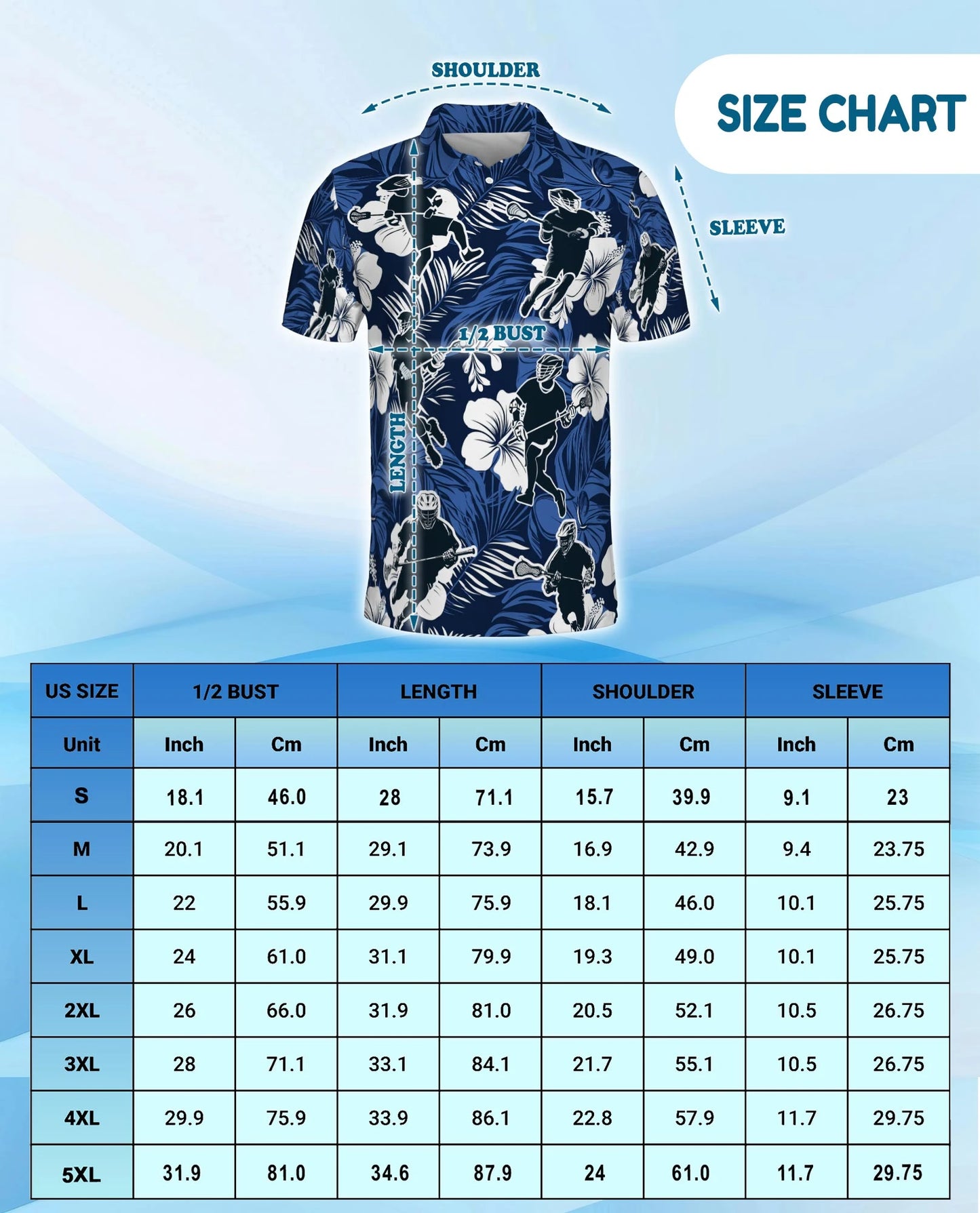 Blue Black Lacrosse Tropical Polo Shirt for Men – Sporty Island Style | Netecom