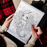 Pop Manga Mermaid Spiral Bound Coloring Book, 30 Charming Pop Manga Me ...