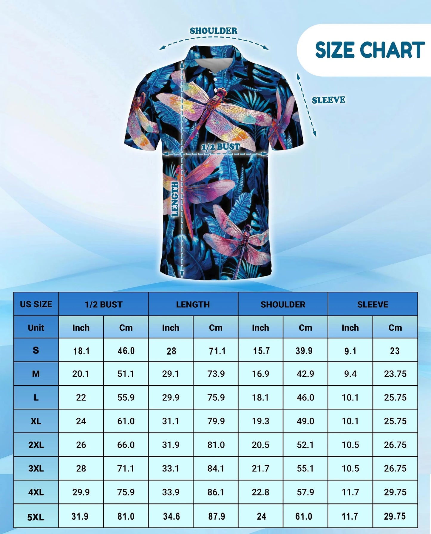Dragonfly Blue Tropical Polo Shirt for Men – Island Nature Style | Netecom