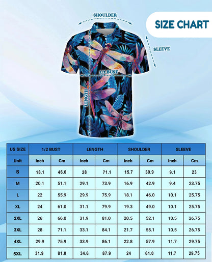 Dragonfly Blue Tropical Polo Shirt for Men – Island Nature Style | Netecom