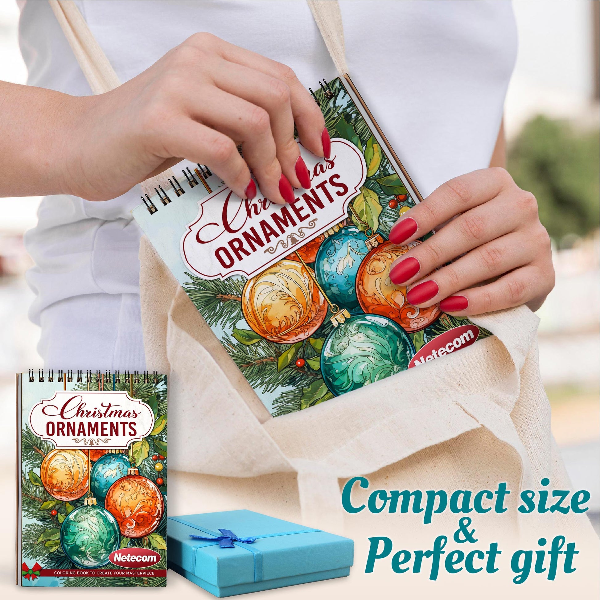 Netecom Christmas Ornaments Spiral Coloring Book For Adults