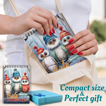 Netecom Christmas Owls Spiral Coloring Book For Adults