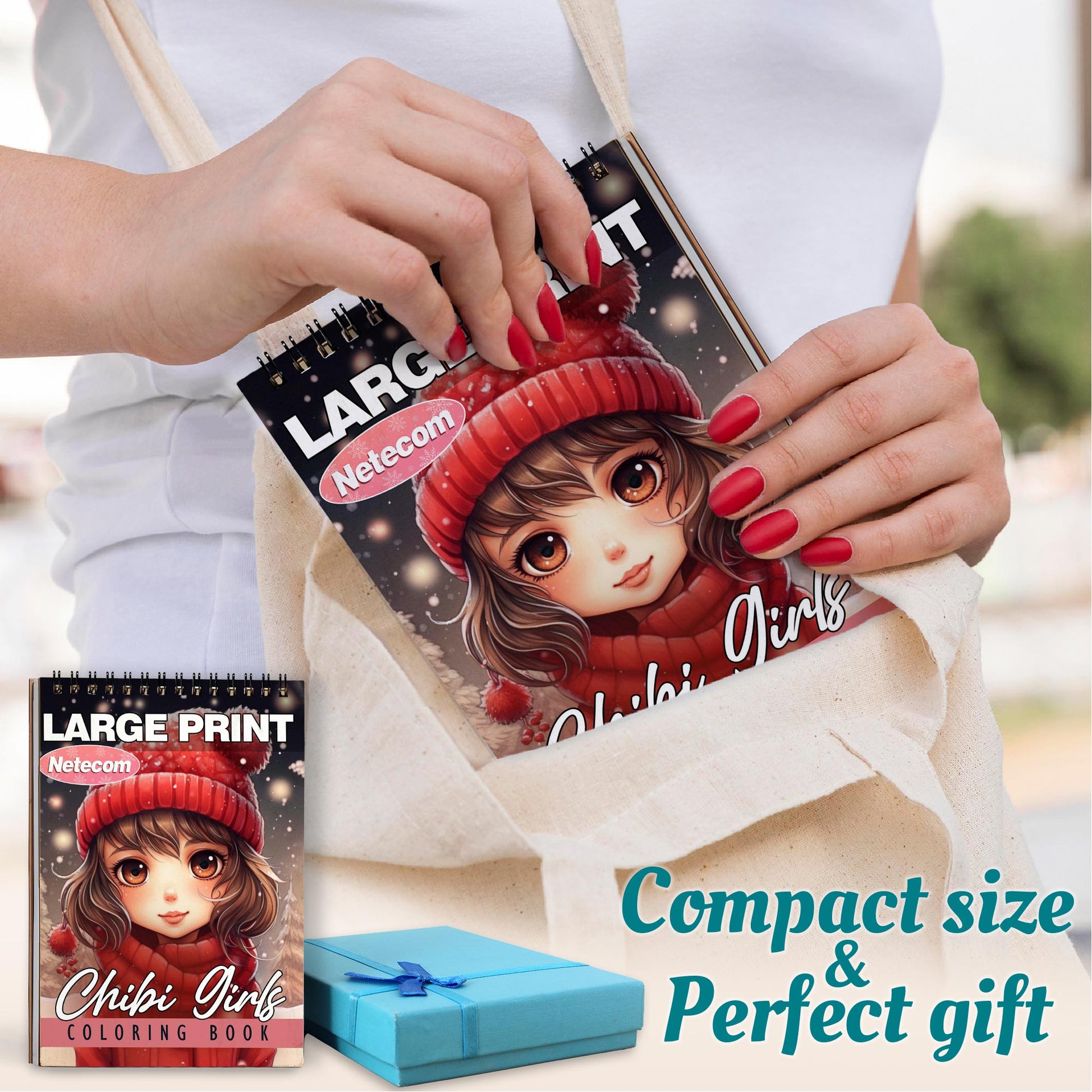 Netecom Chibi Girls Christmas Spiral Coloring Book For Adults