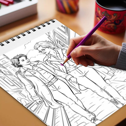 Painted With Her Love Spiral Bound Coloring Book, Unleash Your Creativity with 30 Charming Pages Filled with Heartfelt Moments of Lesbian Romance and Togetherness.