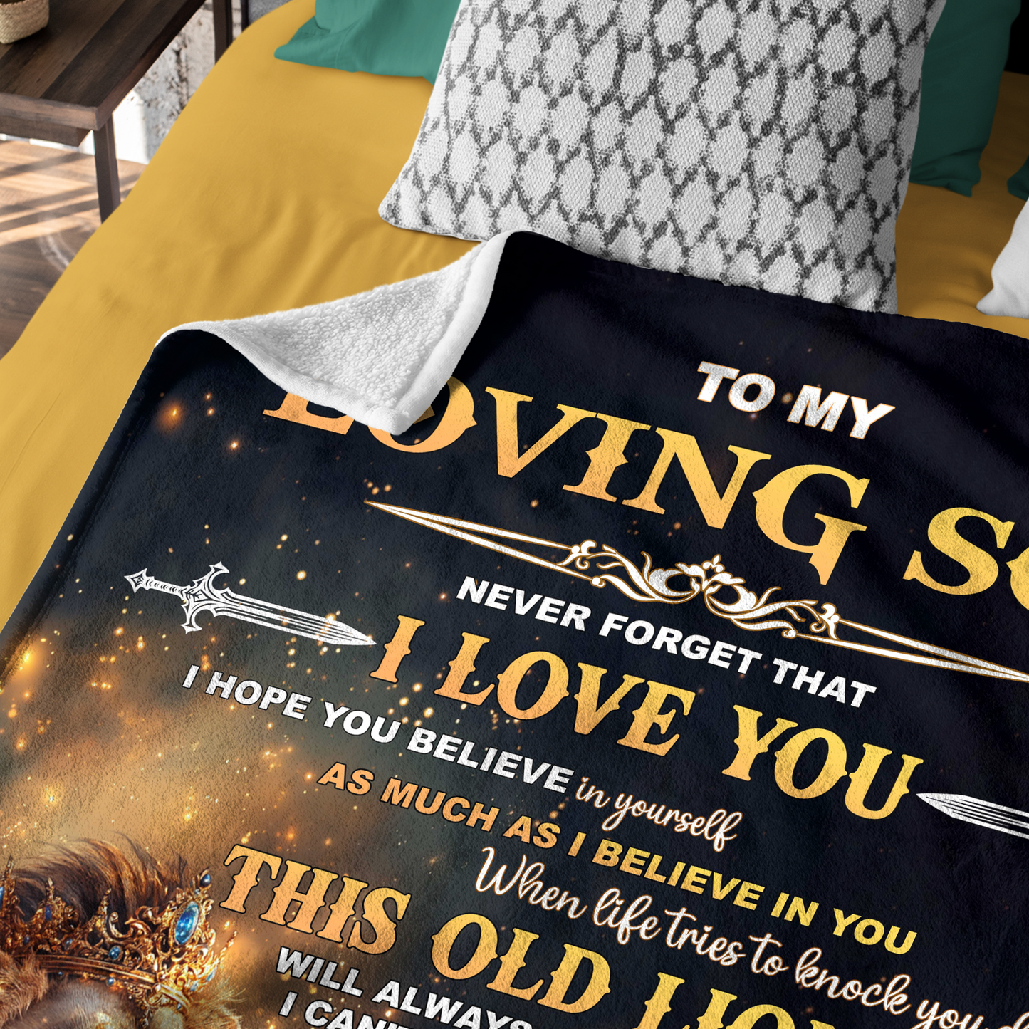 Netecom Personalized To My Son Blanket from Dad and Mom, Lion Throw Blanket for Couch, Bed or Sofa, Ultra Soft Warm, Birthday Gift for Son, Present for Christmas, Graduation