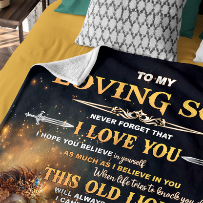 Netecom Personalized To My Son Blanket from Dad and Mom, Lion Throw Blanket for Couch, Bed or Sofa, Ultra Soft Warm, Birthday Gift for Son, Present for Christmas, Graduation