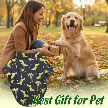 Cute Alligator Tropical Pattern Hawaii Dog and Owner Matching Button Shirts