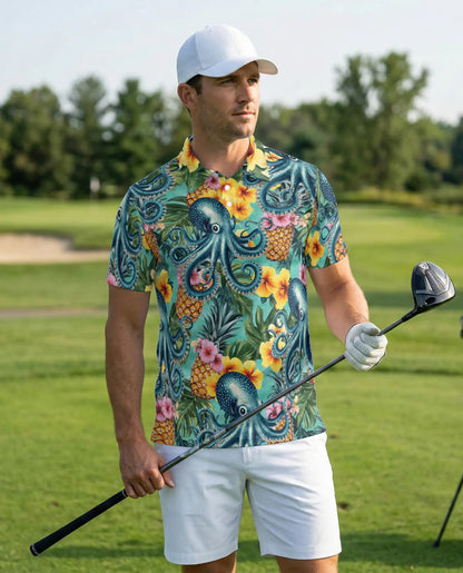 Octopus Tropical Pineapple Polo Shirt | Netecom