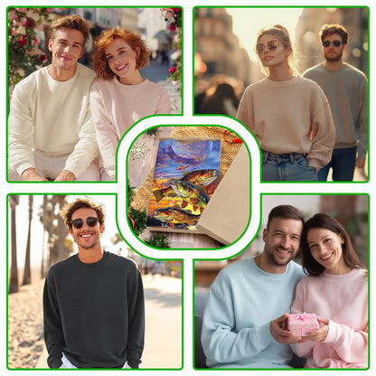 Largemouth Bass Fishing Sweatshirt, 3D All Over Print Sunset Fishing Crewneck Pullover for Men Women, Bass Fisherman Gift - Netecom