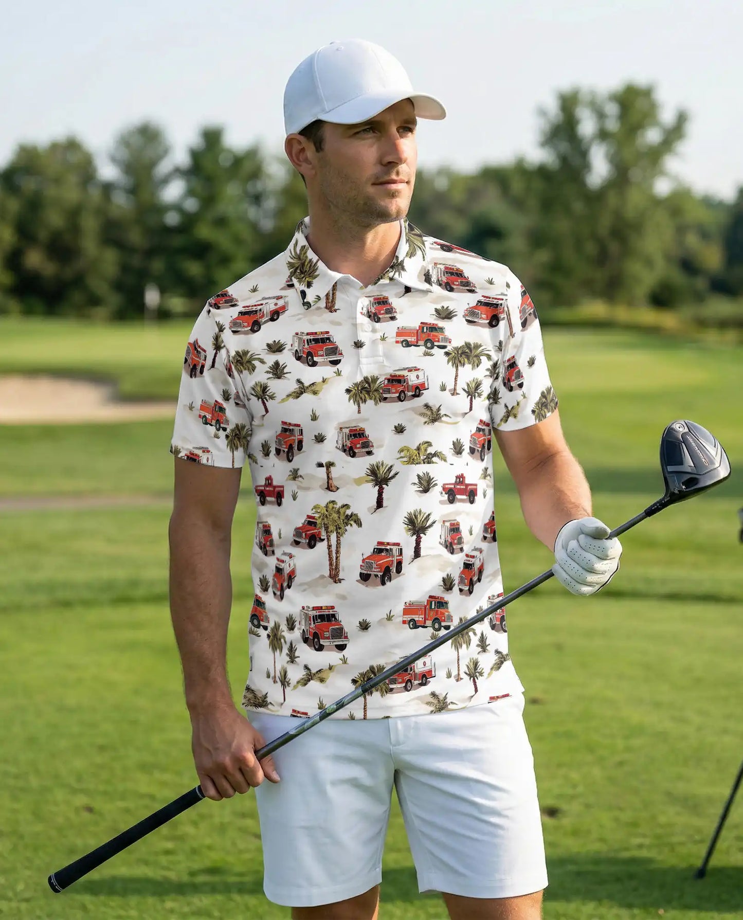 Fire Truck Pattern Polo Shirt | Netecom