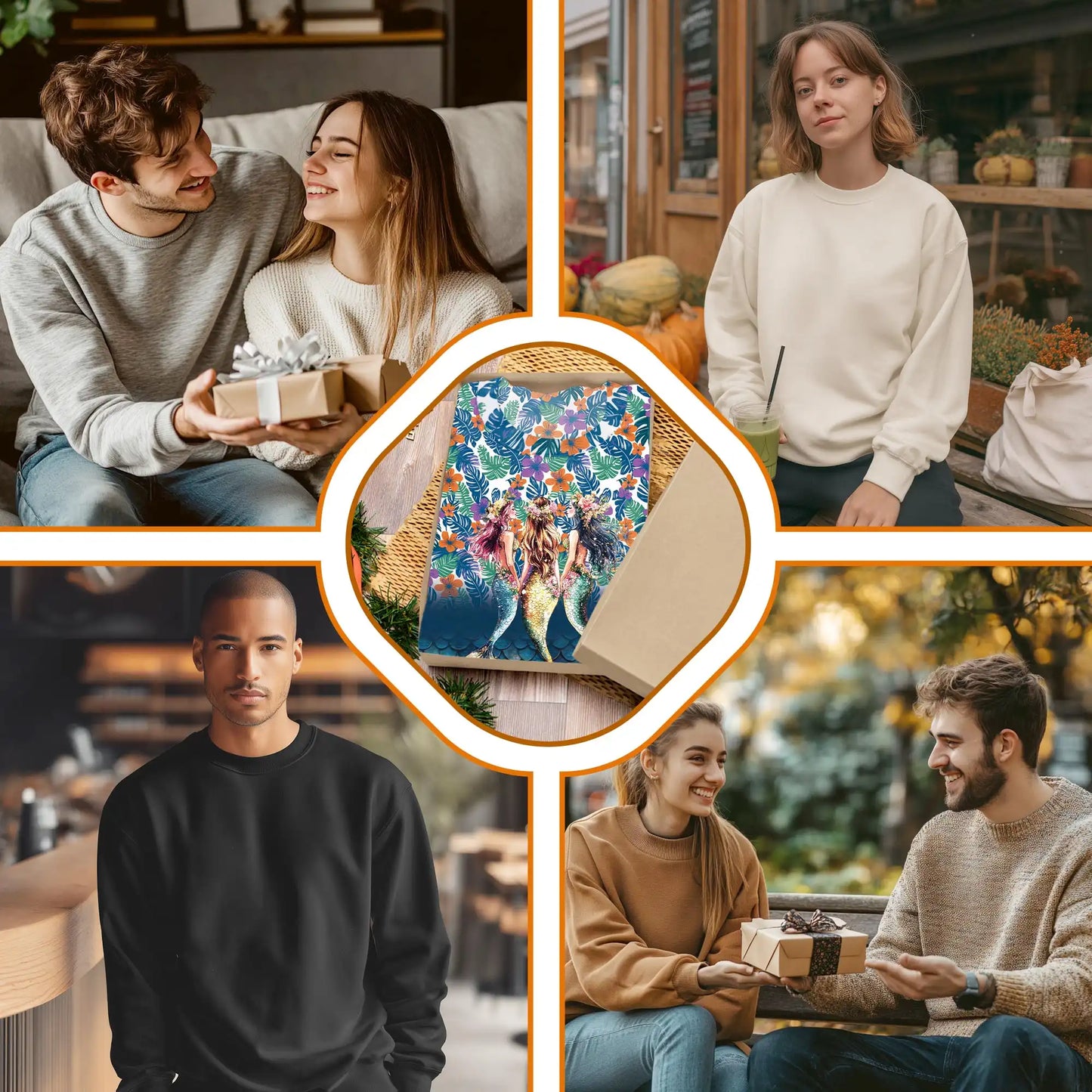 Three Mermaids Sweatshirt, 3D All Over Print Fantasy Ocean Crewneck Pullover for Men Women, Mermaid Lover Gift - Netecom