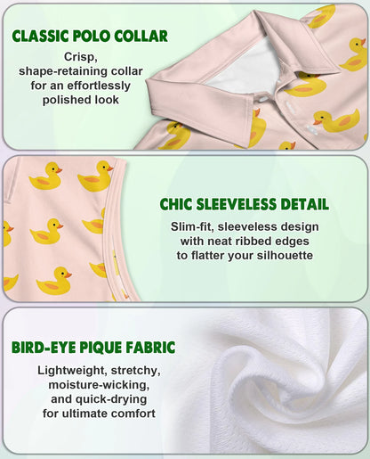 Cute Yellow Duck Sleeveless Polo Shirt for Women | Netecom