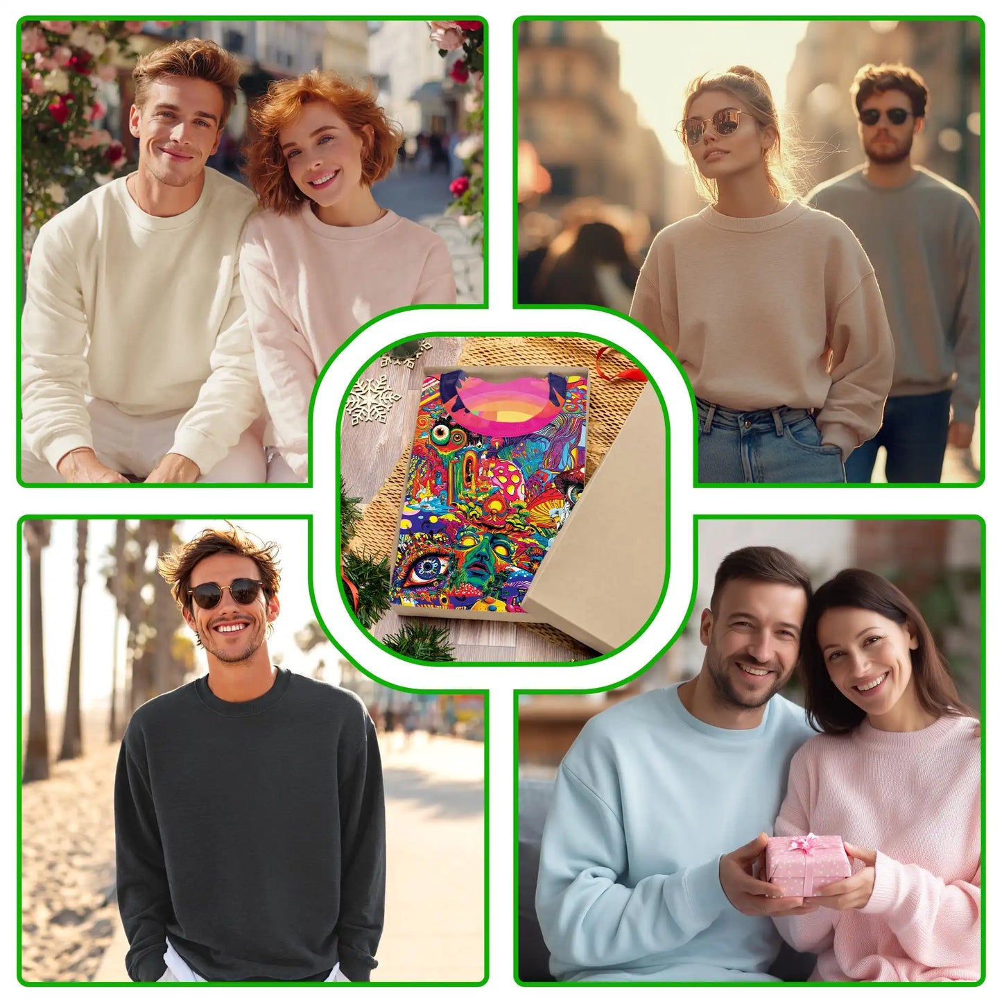 Trippy Mushroom Sweatshirt, 3D All Over Print Psychedelic Mushroom Crewneck Pullover for Men Women, Mushroom Lover Gift - Netecom