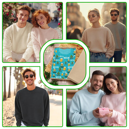 Cartoon Beer Hops Sweatshirt, 3D All Over Print Funny Brewing Crewneck Pullover for Men Women, Beer Lover Gift - Netecom