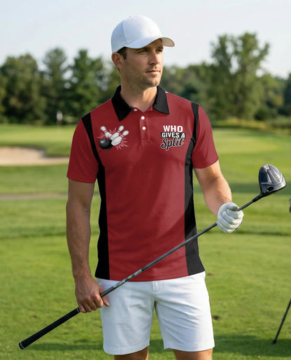 Funny Bowling 3D Polo Shirt for Men – Who Gives A Split Style | Netecom