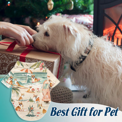 Netecom Matching Corgi Hawaiian Shirt for Dog and Owner, Cute Dog Lover Aloha Summer Shirt, Button Down Beach Outfit for Pet and Human, Vacation Casual Wear