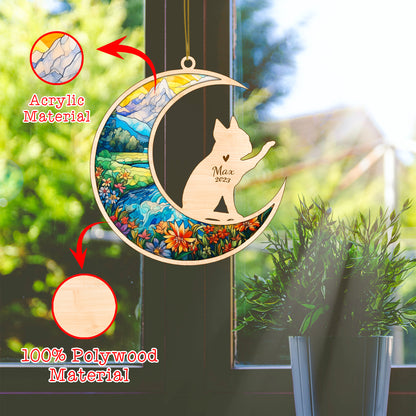 Netecom Boston Terrier Dog Memorial Suncatcher, Personalized Dog Christmas Ornament with Name Date, Dog Death Sympathy Gift for Pet Loss Sun Catchers, Dog Grief Gift, Bereavement Gifts for Loss of Pet