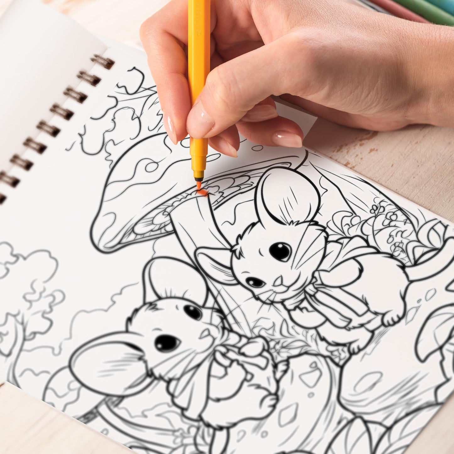 Mice of the Mystic Land Spiral Bound Coloring Book, Embark on a Coloring Journey with 30 Enchanting Pages, Where Mice of the Mystic Land Come to Life.